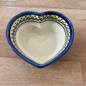 NWT Boleslawiec Poland Polish Pottery Heart-shaped Bowl‎ C7 Handcrafted 6”